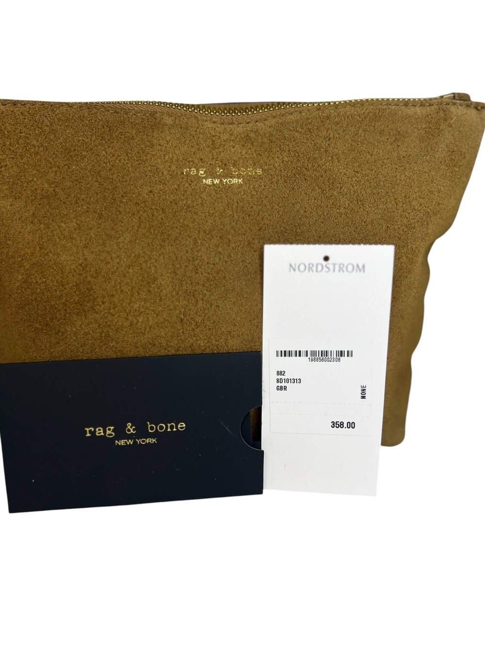 NWT rag & bone Golden Brown Suede Zip Pouch / Wristlet - Picture 2 of 5